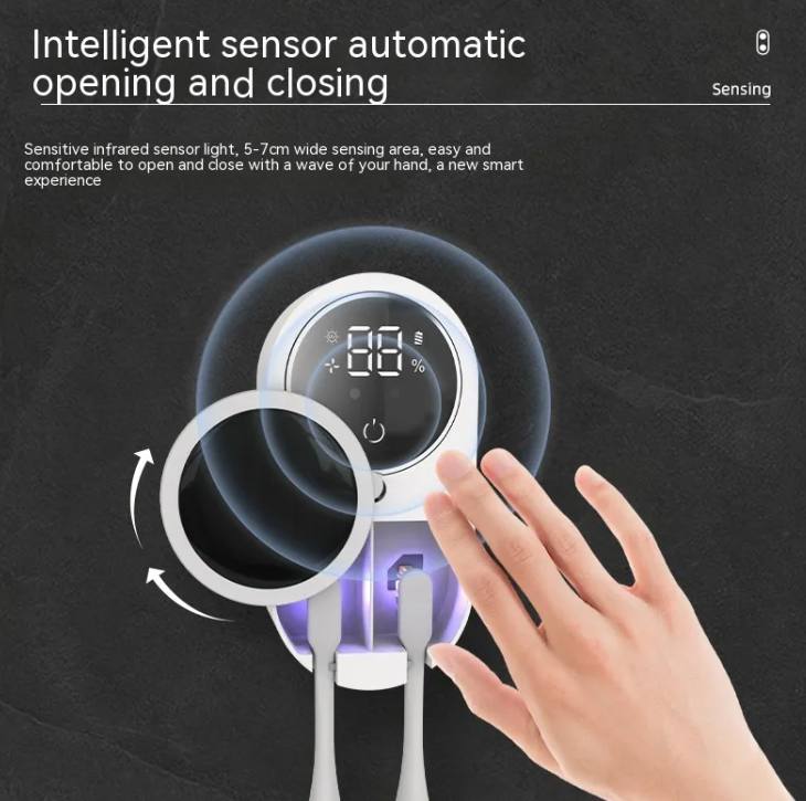 Precision Germ Guard Toothbrush Sanitizer from Precision Cleanin’ LLC displaying the compact sanitizer device with toothbrush inside.