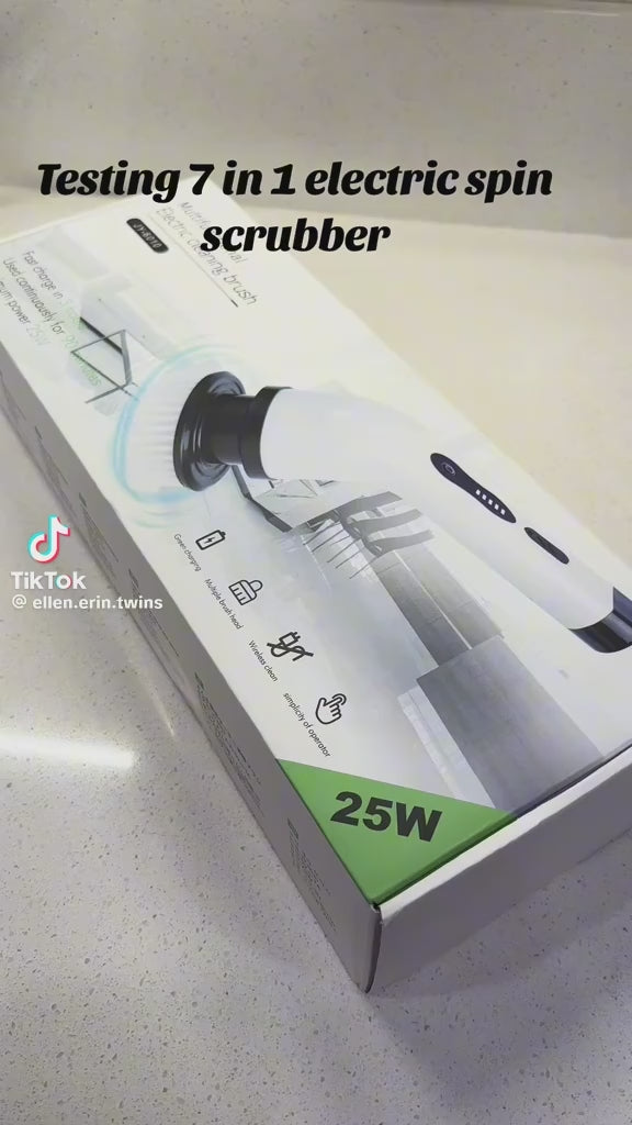 Precision 7-in-1 Electric Spin Scrubber with Extendable Handle – Cordless Cleaning Brush